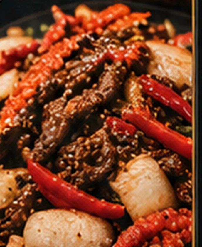 Pepper biff med peppersaus, paprika og grønsaker